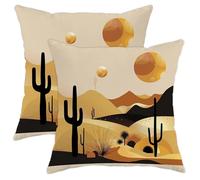 Lot de 2 housses de coussin décoratives avec motif cactus et coucher de soleil dans le désert, décoration saisonnière d'automne pour salon, canapé, lit, canapé, 40,6 x 40,6 cm