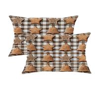 Lot de 2 housses de coussin décoratives carrées rustiques avec motif étoile et cloche en pain d'épices marron pour canapé, sofa, lit, 50,8 x 30,5 cm
