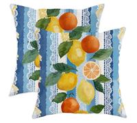 Lot de 2 housses de coussin décoratives d'été, motif citron bleu et fruits d'orange, pour décoration de ferme, maison, canapé, lit, canapé, 45,7 x 45,7 cm