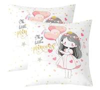 Lot de 2 housses de coussin décoratives double face pour fille, motif nuage féminin, étoile et cœur, princesse, pour décoration d'intérieur romantique, blanc, rose, jaune, 50,8 x 50,8 cm