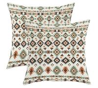 Lot de 2 housses de coussin décoratives en diamant avec fermeture éclair dissimulée et tête de flèche, tribal géométrique, triangulaire, vert automne (45,7 x 45,7 cm)