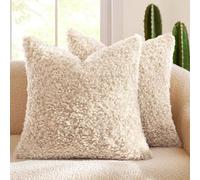 Lot de 2 Housses de Coussin Décoratives en Fausse Laine Sherpa 40x40 Housse Oreiller 50x50 Taie D'oreiller 60×60 cm Protège-Coussins Doux for Canapé, Salon et Lit(Light Camel,30x50cm (Pack of 2))
