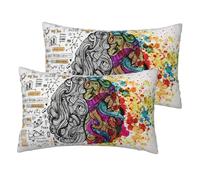 Lot de 2 housses de coussin décoratives en lin avec impression Cerveau gauche et droit 30 x 50 cm