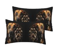 Lot de 2 housses de coussin décoratives en lin Motif empreintes de pattes de chien 30 x 50 cm