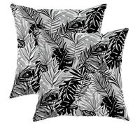 Lot de 2 housses de coussin décoratives en velours doux et lavable motif feuilles de palmier, silhouettes tropicales monochromes modernes sans noir, pour salon, lit, bureau, canapé, chaise, 55,9 x
