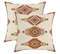 Lot de 2 housses de coussin décoratives en velours doux lavable avec motif tribal bohème en zigzag triangulaire, terre cuite pour maison, chambre à coucher, salon, canapé, décoration 35,6 x 35,6 cm