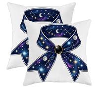 Lot de 2 housses de coussin décoratives en velours doux lavable avec ruban pour salon, lit, bureau, canapé, chaise, décoration 40,6 x 40,6 cm, bleu marine