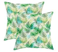 Lot de 2 housses de coussin décoratives en velours doux lavables avec motif de feuilles de fougère bio et botanique pour salon, appartement, lit, sofa, décoration 50,8 x 50,8 cm, vert