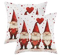 Lot de 2 housses de coussin décoratives festives avec fermeture éclair dissimulée et motif de nain à pois pour la Saint-Valentin, la Saint-Valentin, la maison, la chambre à coucher, le salon, le