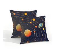 Lot de 2 housses de coussin décoratives imperméables pour extérieur, terrasse, canapé, maison, système solaire, galaxie, univers spatial, planète - 40 x 40 cm