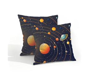 Lot de 2 housses de coussin décoratives imperméables pour extérieur, terrasse, canapé, maison, système solaire, galaxie, univers spatial, planète - 40 x 40 cm