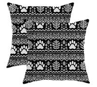 Lot de 2 housses de coussin décoratives lavables en velours doux avec motif de pattes et de pattes de style tribal de Bohême, feuille tribal de Bohême, triangle, sans noir, 35,6 x 35,6 cm