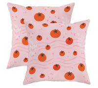 Lot de 2 housses de coussin décoratives modernes en velours doux et lavables pour salon, chambre à coucher, loft, bureau, voiture, décoration d'été, 40,6 x 40,6 cm, motif tomates et pois de pêche