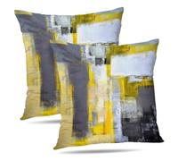 Lot de 2 housses de coussin décoratives modernes pour chambre à coucher, canapé, salon - Jaune et gris - 45,7 x 45,7 cm