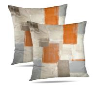 Lot de 2 housses de coussin décoratives modernes pour chambre à coucher, canapé, salon, orange et gris, 45,7 x 45,7 cm