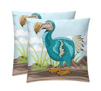 Lot de 2 housses de coussin décoratives personnalisées avec motif d'oiseau Dodo