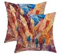 Lot de 2 housses de coussin décoratives pour randonnée, chemin de roche coloré, pour maison, canapé, lit, canapé, choix parfait pour les aventuriers, 40,6 x 40,6 cm