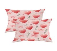 Lot de 2 housses de coussin décoratives romantiques avec fermeture éclair dissimulée, motif cœur et feuille d'arc ludique, pour la Saint-Valentin, le salon, la chambre à coucher, le dortoir, le canapé