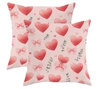 Lot de 2 housses de coussin décoratives romantiques avec fermeture éclair dissimulée, motif cœur et feuille d'arc ludique, pour la Saint-Valentin, salon, chambre à coucher, dortoir, canapé, la