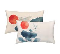 Lot de 2 housses de coussin d'extérieur imperméables en microfibre douce avec fermeture éclair pour chambre à coucher et canapé, faciles d'entretien et douces pour la peau, crème 30 x 50 cm