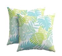 Lot de 2 housses de coussin en coton et lin avec motif feuilles de palmier aquarelle, feuilles tropicales, 50,8 x 50,8 cm, pour extérieur, canapé, décoration d'intérieur