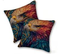 Lot de 2 Housses de Coussin en Lin 40x40cm Taies d'oreiller Carrées Décoratives Douces, Canapé Salon Chambre à Coucher Lit Maison, Style Moderne Décoration Intérieur Extérieur, Couleur Eagle, C-960