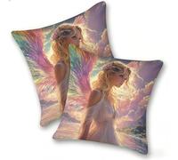 Lot de 2 Housses de Coussin en Lin 55x55cm Taies d'oreiller Carrées Décoratives Douces pour Canapé Salon Chambre à Coucher Lit Maison, Style Moderne Décoration Intérieur Extérieur, Beauté AiléE, C-114