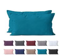 Lot de 2 housses de coussin en microfibre - Environ 95 g/m² - Oeko-TEX® Standard 100 - Décoration décorative - Pour canapé - Avec fermeture éclair - 40 x 80 cm - Bleu pétrole