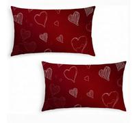 Lot de 2 Housses de Coussin en Velours 40x60cm Simple - Taie d'oreiller Décorative Rectangulaire pour Canapé, Salon et Chambre Housse Coussin Rouge - Double Face Imprimée, Doux et Aesthetic j0-322