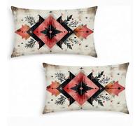 Lot de 2 Housses de Coussin en Velours 50x70cm GéOméTrie - Taie d'oreiller Décorative Rectangulaire pour Canapé, Salon et Chambre Housse Coussin RéTro - Double Face Imprimée, Doux et Aesthetic j0-273