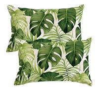 Lot de 2 Housses de Coussin en Velours Housse Coussin Feuilles 50x70 cm Décoratifs Taie D'Oreiller Housse de Coussins Vert Été Rectangulaire Taie Oreiller pour Canapé, Chaise, Chambre, Salon -SC96
