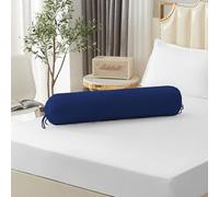 Lot de 2 housses de coussin enroulables de 35 x 106 cm (housse uniquement, traversin non inclus) - Housse de traversin ronde respirante (bleu marine)