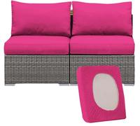 Lot de 2 housses de coussin extensibles pour canapé d'extérieur - Couleur unie - Protection en polyester élastique et lavable - Pour jardin, villa, balcon - #26,4 à 124,5 cm
