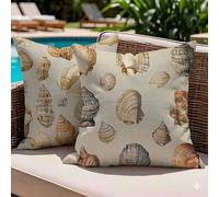 Lot de 2 Housses de Coussin Extérieur Imperméable 50x50 Rétro - Lin Imprimé Double Face avec Fermeture Éclair Invisible - Coquille Coussins Canapé pour Jardin Balcon Salon Décoration Maison, #b575s