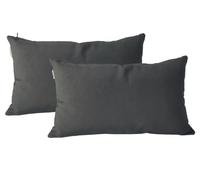 Lot de 2 housses de coussin fabriquées en Espagne en toile de coton et polyester - Décoration textile durable pour canapé ou lit Gris moyen 40 x 60 cm