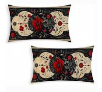 Lot de 2 Housses de Coussin Fleur 40x70cm en Lin - Taie d'oreiller Coussin Decoratif RéTro avec Fermeture Éclair Invisible - Coussins Rectangulaire pour Canapé, Salon, Balcon et Jardin Couvert j0-268