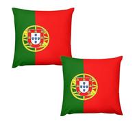 Lot De 2 Housses De Coussin Imprimées Drapeau du Portugal 45 X 45 Cm Style Drapeau National Carrées Décoratives pour Canapé Chambre À Coucher Maison