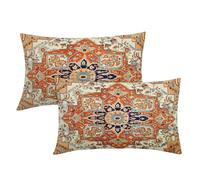 Lot de 2 housses de coussin lombaire vintage bohème aztèque, orange brûlé, bleu marine, terre cuite, 30,5 x 50,8 cm, imprimé floral style tapis oriental, tapisserie, rustique, pour canapé, extérieur