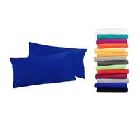 Lot de 2 housses de coussin Moon-Luxury Linon 100 % coton - Bleu roi - 30 x 50 cm