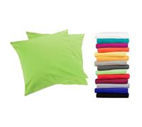 Lot de 2 housses de coussin Moon-Luxury Linon 100 % coton - Vert pomme - 80 x 80 cm