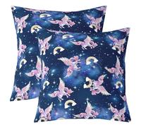 Lot de 2 housses de coussin motif licorne arc-en-ciel pour enfants, garçons, adolescents, ciel étoilé, galaxie, décoration de salon, canapé, lit, 50,8 x 50,8 cm (L x l)