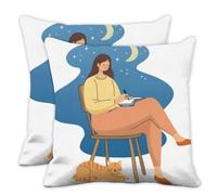 Lot de 2 housses de coussin pour carnet de notes et d'étoiles de chat - 40 x 40 cm - Cadeau d'anniversaire pour homme - Cadeau de nouvelle maison