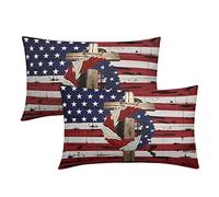 Lot de 2 housses de coussin pour le 4 juillet - Motif drapeau américain - Étoiles, rayures - 30,5 x 50,8 cm - Décoration d'intérieur pour chambre, lit, canapé, canapé ou extérieur