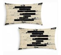 Lot de 2 Housses de Coussin RéTro 40x80cm en Lin - Taie d'oreiller Coussin Decoratif RéSumé (8) avec Fermeture Éclair Invisible - Coussins Rectangulaire pour Canapé, Salon, Balcon et Jardin j0-264