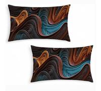 Lot de 2 Housses de Coussin RéTro 50x80cm en Lin - Taie d'oreiller Coussin Decoratif Abstrait avec Fermeture Éclair Invisible - Coussins Rectangulaire pour Canapé, Balcon et Jardin Couvert j0-266