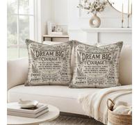 Lot de 2 housses de coussin rustiques avec citation inspirante typographie | Citations de motivation, taies d'oreiller, texture bois rustique, esthétique de ferme, décoration de salon