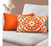 Lot de 2 Housses de Coussin Super Doux Orange - Taie d'Oreiller Carrée Moderne Mandala Géométrie - Décor pour Maison, Salon, Chambre 30x50cm