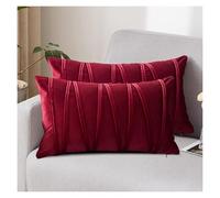 Lot de 2 housses de coussin - Taie d'oreiller en velours de luxe - Housse de coussin douce décorative for canapé, chambre à coucher avec fermeture éclair invisible - 50 x 50 cm - Gris(Vintage Red,30*5