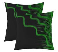 Lot de 2 housses de coussin vertes et noires pour garçons et filles - Motif lignes géométriques - 45,7 x 45,7 cm - Doux pour canapé - Art abstrait - Décoration de chambre