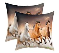 Lot de 2 Housses de Coussins 40x40 Cheval, Housse d'oreiller Cheval Marron Adulte Garçon Ados, Taie d'oreiller Décorative Ferme pour Lit Canapé, Housses de Coussin Décorative Style Cow-Boy Tribal